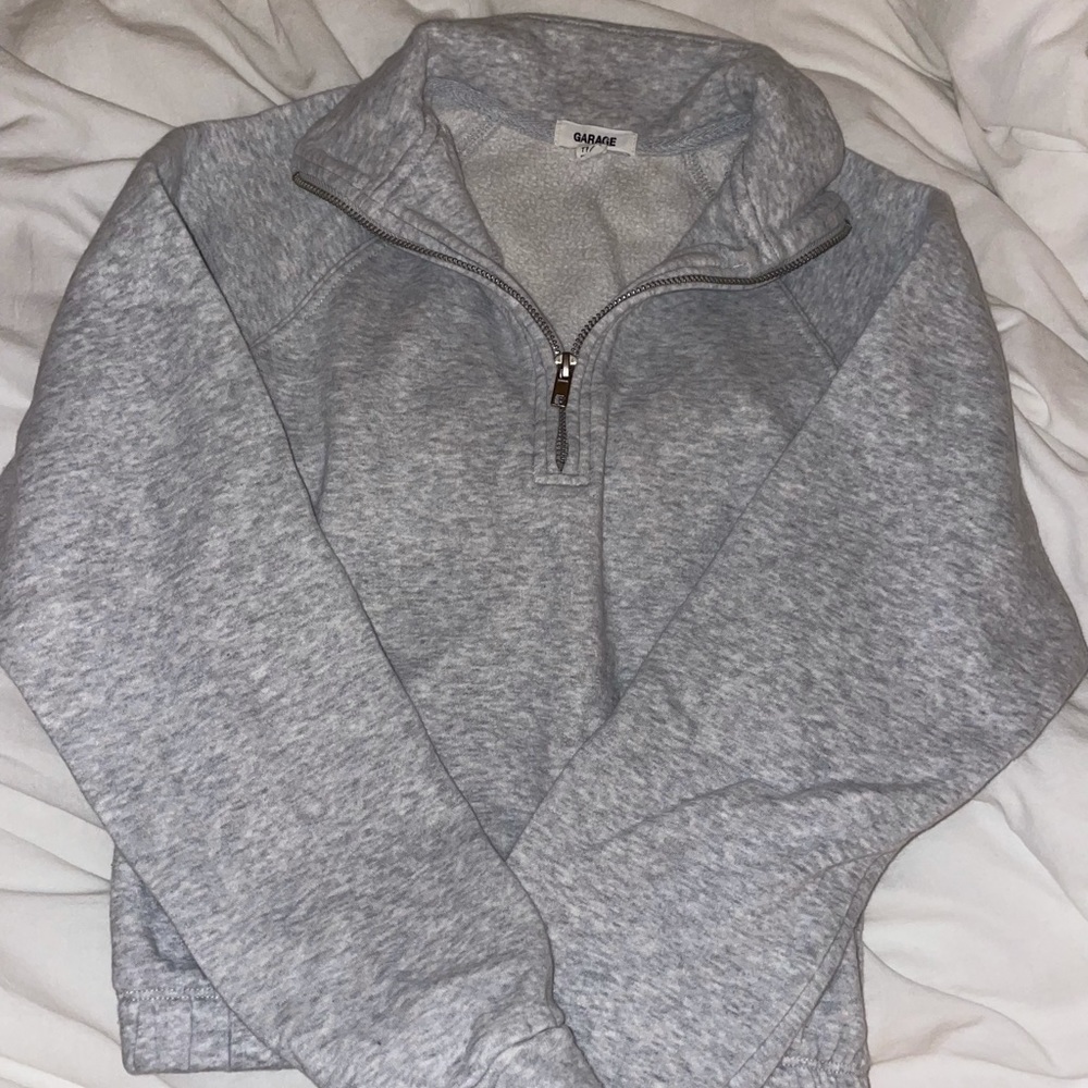 Garage Heather Gray Quarter Zip Crop